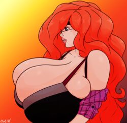 big_breasts bra huge_breasts owlizard red_hair redheadchan