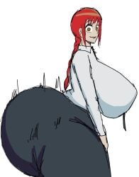ass big_ass big_breasts breasts chainsaw_man clothed clothing employee_uniform huge_ass large_ass large_breasts makima_(chainsaw_man) momiji_(artist) no_background shaking shaking_butt thick_thighs thunder_thighs