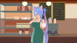 1girls 2022 3d ahoge animated apron apron_between_breasts apron_only areola_slip areolae big_breasts blue_hair blush breasts cat_ears cat_tail catgirl coffee coffee_shop deluxe_rosie dialogue erect_nipples female female_only hand_up heart_pasties indie_virtual_youtuber indoors long_hair looking_at_viewer looking_away multicolored_hair nervous nipple_bulge no_sound nude nude_apron nude_female open_mouth pasties pink_hair pink_nails rosie_(vtuber) shy solo solo_female standing surprised tagme tail text thighs thin_waist tongue twintails video virtual_youtuber