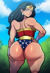 1girls ai ai_generated ass_focus back_view behind_view big_ass big_butt bubble_ass bubble_butt dc dc_comics diana_prince female female_focus female_only justice_league looking_at_viewer novelai thick_thighs wonder_woman