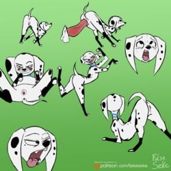 101_dalmatian_street ahe_gao anus ass_up canid canine canis dalmatian dancing disney dolly_(101_dalmatians) domestic_dog falseseke female feral looking_pleasured mammal penis presenting pussy tongue tongue_out