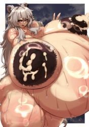 curvy dark_nipples gigantic_belly gigantic_breasts hololive huge_areolae huge_nipples hyper hyper_belly hyper_breasts hyper_pregnancy lactation plump pregnant shishiro_botan steam sweat sweaty thick_thighs v virtual_youtuber voluptuous wide_hips