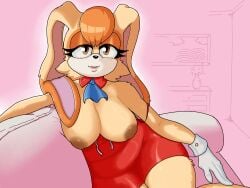 0zi 4:3 animal_humanoid anthro areola big_breasts big_nipples breasts brown_areola clothed clothing dress eyeshadow female floppy floppy_ears fur gloves hair handwear hi_res humanoid inverted_nipples lagomorph lagomorph_humanoid leporid leporid_humanoid lop_ears makeup mammal mammal_humanoid markings mature_female nipples orange_hair rabbit red_clothing red_dress sega solo sonic_the_hedgehog_(series) tan_body tan_fur topless topless_anthro topless_female vanilla_the_rabbit white_clothing white_gloves white_handwear