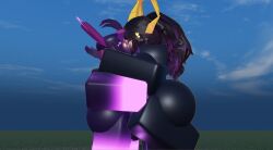3d 3d_(artwork) black_body black_skin kissing lampshaderr34 naked naked_female naked_male penumbras roblox robloxian tagme the_umbra