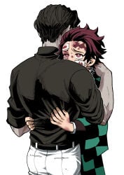 2boys absurdres commentary highres kamado_tanjirou kibutsuji_muzan kimetsu_no_yaiba korean_commentary multiple_boys taejin(tja_gm) yaoi