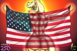 3:2 4th_of_july american_flag anthro applejack_(mlp) breasts equid equine female flag freckles friendship_is_magic hasbro hi_res holidays korncob mammal muscular my_little_pony text united_states_of_america