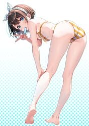 1girls alternate_costume back back_view bikini bikini_bottom bikini_top black_hair female female_focus female_only full_body hololive hololive_japan light-skinned_female light_skin looking_at_viewer looking_back looking_back_at_viewer oozora_subaru popsicle short_hair simple_background slim_girl solo solo_female solo_focus swimsuit two_piece_swimsuit virtual_youtuber vtuber yellow_bikini yellow_bikini_bottom yellow_bikini_top yellow_swimsuit young younger_female