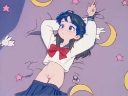 ai_generated ami_mizuno bishoujo_senshi_sailor_moon bottomless lying_on_bed