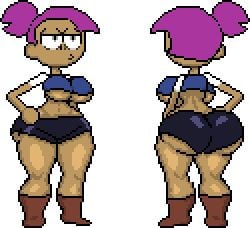 ass back_view big_ass big_booty big_butt booty booty_shorts breasts bubble_ass bubble_booty bubble_butt butt cartoon_network enid enid_(ok_k.o.!_lbh) enid_mettle female female_only front_and_back front_view ok_k.o.!_let's_be_heroes pink_hair pixel_(artwork) pixel_art revealing_clothes sabs sabs3 sexy sexy_ass sexy_butt sexy_female shorts sprite sprite_art tagme