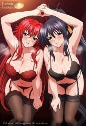 2girls affection ai_art ai_generated akeno_himejima anime anime_coloring big_breasts blush blushing blushing_female boobs breasts butt cleavage curvy ecchi emi_aitelier female female_only giggle girls_love horns intimate large_breasts lesbian lesbian_sex lewd nsfw nude nude_female patreon patreon_emi_aitelier pussy pussy_juice pussy_juice_drip rias_gremory romantic shaded soft_lighting suggestive yuri