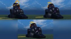 1boy 1boy1girl 1girls 3d 3d_(artwork) black_body black_skin blue_body blue_skin cowgirl_position lampshaderr34 naked naked_female naked_male penis penis_in_pussy roblox robloxian tagme