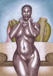 1girls african african_female big_breasts black_hair breasts conan_the_barbarian_(series) curly_hair dark-skinned_female dark_skin female huge_breasts nipples pussy solo tagme_(character) traditional_media_(artwork) very_short_hair wfarina