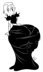 alien alien_girl alien_humanoid ass ass_focus big_ass big_butt black_and_white bubble_ass bubble_butt butt butt_focus dress female female_only gebusels huge_ass huge_butt humanoid looking_back lord_dominator monochrome runny_makeup sketch smirk smirking tagme tight_clothes tight_clothing wander_over_yonder