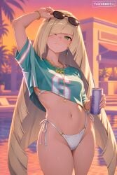 1girls ai_generated blonde blonde_female blonde_hair creatures_(company) female female_only game_freak gta_vi_cover_girl light-skinned_female light_skin lusamine_(pokemon) nintendo paquebot pokemon pokemon_sm pokemon_usum solo solo_female vice_city_cover_girl