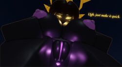 black_body female_only lampshaderr34 looking_at_viewer nude_female pussy pussy_focus roblox robloxian solo_female tagme the_umbra tower_defense_simulator