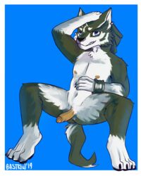 anthro bastriw_(artist) canid canine canis erection humanoid_penis link male male_only mammal nintendo nipples nude penis piercing simple_background smile solo the_legend_of_zelda twilight_princess video_games wolf wolf_link