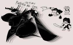 1ambiguous 1boy 2girls ambiguous_gender areolae ass barefoot breasts clothed_male_nude_female completely_nude completely_nude_female deltarune english_text female full_body huge_ass huge_breasts kris_(deltarune) male naked naked_female nipples nude nude_female ralsei roaring_knight susie_(deltarune) text toby_fox voluptuous voluptuous_female zoeybefreaky