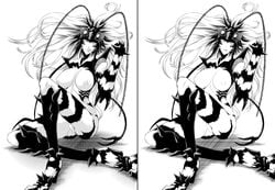 1girls antennae black_skin caw=zoo claws female female_only insect insectoid line_art long_hair monster monster_girl mosquito mosquito_girl_(one-punch_man) mosquito_musume naked nude one-punch_man solo tagme white_hair white_skin