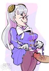2d cameltoe dress dress_lift erect_penis erection female female_focus glitchslime ingrid_(capcom) male pantyhose penis precum pussy_juice street_fighter tagme teasing wet_pussy