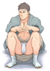 1boy 2011 2d bulge digital_media_(artwork) fundoshi gay japanese_clothes male male_only muscular original solo spread_legs tabi traditional_clothes waka_(pixiv332006) yaoi