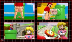 1boy 1girls 2girls 3d 3d_(artwork) after_vaginal anus ass big_ass big_breasts big_butt big_penis blonde_hair blue_eyes blue_overalls breasts brown_hair brown_shoes bubble_ass bubble_butt butt clothing crown cum cum_drip cum_dripping_out_of_pussy cum_in_pussy cum_on_flower earrings female fire_flower gloves grey-yordle kabalmystic_(style) light-skinned_female light-skinned_male light_skin lipstick long_hair long_sleeve_shirt male mario mario_(series) mustache mustache_pubic_hair nintendo outdoors overalls part_of_comic penis pink_lipstick princess_peach princess_rosalina pussy red_shirt shirt shoes thick thick_ass thick_butt thick_hips thick_thighs unseen_female unseen_female_face white_gloves