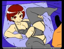 1boy 1girls big_breasts cum_girls_vol.3_-_goddess_continent imminent_sex jermaneels kate_(cum_girls) lingerie penis porn_magazine red_hair