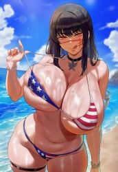 1girl 1girls absurd_res absurd_resolution absurdres ai_assisted ass ass_up beach big_ass big_breasts big_butt bikini black_hair breasts breasts_out chainsaw_man choker covered_nipples curvy hi_res high_quality high_resolution highres huge_ass huge_breasts huge_butt human meiogun micro_bikini mitaka_asa navel nipples nipples_visible_through_clothing oiled oiled_body oiled_skin orange_eyes scar scarred_body scarred_face solo solo_female solo_focus sweat sweatdrop tongue tongue_out water wide_hips wide_thighs yoru_(chainsaw_man)