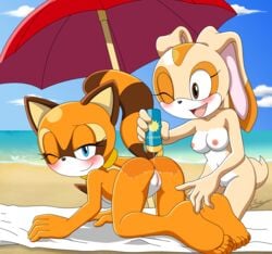 2019 2girls 5_fingers 5_toes absurd_res all_fours animal_ears anthro anthrofied anus areolae barefoot beach big_ass big_breasts big_butt black_nose blush blushing blushing_at_viewer breasts brown_fur bunny_ears butt casual casual_nudity completely_nude completely_nude_female cotton_tail cottontail cream_fur cream_the_rabbit cute dat_ass duo erect_nipples exhibitionism exhibitionist eyelashes feet female female_only fur furry furry_only genitals highres humanoid_feet humanoid_genitalia humanoid_hands humanoid_pussy humanoid_vagina lagomorph long_ears looking_at_viewer looking_back mammal marine_the_raccoon multicolored_fur multicolored_tail multiple_girls naked nipples nude nude_female nudist nudist_beach one_eye_closed orange_fur outdoors outside public public_nudity pussy rabbit raccoon reddened_pussy sega smile soles sonic_(series) sonic_advance sonic_rush_adventure sonic_team sunscreen tail tan_fur thick thick_ass thick_thighs three_tone_fur toes twintails two_tone_tail vagina video_games wesambjusdem white_fur wide_hips wink