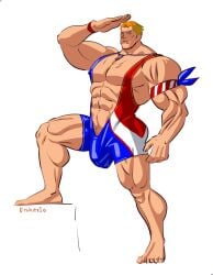 1boy bulge bulge_through_clothing bulge_through_swimsuit bulge_under_clothes bulge_under_swimsuit captain_america captain_america_(marvel_rivals) captain_america_(series) male male_only marvel marvel_rivals muscular muscular_male one_piece_swimsuit salute saluting steve_rogers