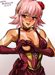 .hack .hack//sign 1girls artist_name black_rose_(.hack//) breasts clothing dated female female_only gloves hair heart-shaped_boob_challenge minacream pink_hair red_eyes sketch solo video_games