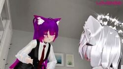 cat_ears catboy catgirl fapping interactive lovense lovense_solace_pro masturbation orgasm_from_handjob purple_eyes purple_hair sex_education sex_through_clothing sex_toy sex_toy_penetration stroker tagme vibration video vrchat