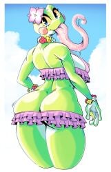 amphibian anthro big_ass big_breasts frog frog_girl green_skin grefina_(noirchaton4) long_tail noirchaton4