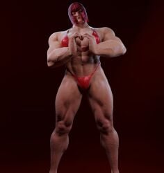 3d artist_request bikini bob_cut bodybuilder busty capcom female female_focus female_only hourglass_figure marisa_rossetti muscles muscular muscular_female red_hair street_fighter street_fighter_6 tagme wide_hips