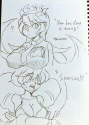 1girls 2d artist_name artist_request artist_signature blush bra bra_removed breasts female filia_(skullgirls) hair large_breasts long_hair necktie samson_(skullgirls) school_uniform schoolgirl skullgirls tagme tentacle_hair your_bra_strap_is_showing_(meme)