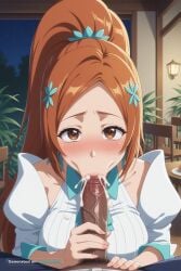 1girl 4k aged_down ahegao ai_assisted ai_generated all_the_way_to_the_base anthro_female beautiful_eyes beautiful_face big_ass black_male bleach blond_hair blue_pants bratty breath brown_eyes bubble_butt cum_dump cum_in_mouth cum_overflow cum_splatter cum_string curvy dark dark_skinned_male deepthroat detailed_background detailed_eyes detailed_face dim_lighting excessive_cum excessive_saliva fellatio fingernails forced_oral furry_female glossy_lips glowing_eyes gushing_cum hair_ornament half_lidded_eyes head_tilt heavy_breathing high_quality highly_detailed highres hoop_earrings indoors inoue_orihime interracial loads_of_cum night night_time orange_hair perfect_anatomy perfect_body ponytail pov source_anime