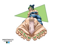ass barefoot big_ass blush braided_hair bun_hair cum fat_ass feet footjob jojo's_bizarre_adventure jolyne_kujo lipstick looking_at_viewer looking_back multicolored_hair nail_polish painted_nails painted_toenails penis pov precum reverse_footjob soles stone_ocean toenail_polish toes
