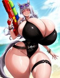 1girls 2026 ai_generated alternate_breast_size alternate_costume ass beach belt big_ass big_breasts black_swimsuit blurry_background bracelet breasts breasts_bigger_than_head bursting_breasts cleavage curvaceous curvaceous_female curvaceous_figure curves curvy curvy_body curvy_female curvy_figure curvy_hips easter_egg female female_focus female_only gigantic_breasts glowing_eyes gold_ship_(run_revolt_launcher)_(umamusume) gold_ship_(umamusume) grey_hair grin grinning_at_viewer heavy_breathing hi_res highres hips hips_wider_than_shoulders horse_ears horse_girl horse_tail hourglass_figure huge_ass huge_breasts large_breasts long_hair looking_at_viewer massive_breasts narrow_waist nunai pink_eyes smile smiling_at_viewer solo solo_female solo_focus steam steaming_body steamy_breath sunglasses sweat sweatdrop sweating swimsuit thick_thighs thigh_strap thighs thighs_bigger_than_head tight_clothing umamusume umamusume_pretty_derby undersized_clothes voluptuous voluptuous_female water water_gun wide_hips