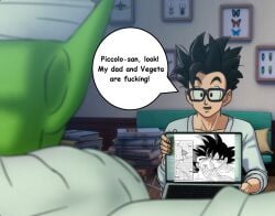 dragon_ball dragon_ball_super dragon_ball_z gay gay_male gay_sex kiss kissing meme piccolo son_gohan son_goku vegeta