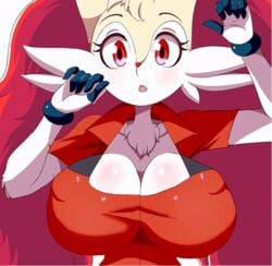 animated bouncing_breasts braixen bray_(lucyfercomic) breasts cosplay covered_nipples female fur lucyfercomic may_(pokemon)_(cosplay) nintendo pokémon_(species) pokemon pokemon_(species) pokemon_oras pokemon_rse pokemon_xy solo