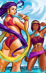 2girls bob_cut capcom dark-skinned_female dark_skin duo egyptian female female_only fortune_teller human menat multiple_girls rhydwyn rose_(street_fighter) street_fighter street_fighter_v