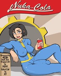 1futa artist_name black_hair blue_eyes blush breasts bulge cameltail dross edit english_text fallout futa_only futanari huge_cock intersex jcj jumpsuit nipple_bulge nuka-cola outline short_hair solo tagme text tight_clothes tight_clothing vault_meat vault_suit