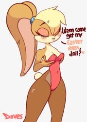 1girls 2d 2d_animation animated anthro blonde_hair blue_eyes blush bouncing_breasts breast_fondling bunny_ears bunnysuit clothed diives easter easter_bunny female female_only furry hair_tie half-closed_eyes lola_bunny looking_at_viewer looney_tunes loop rabbit rabbit_tail seductive skin_tight solo stockings