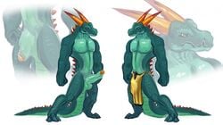 anthro balls clothed clothing dragon dusty_(rickter) erection horn male male_only muscular muscular_male nude penis rickter_(artist) scalie sephrendemon topless uncut