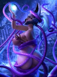 1girls 3d areolae ass big_breasts breasts dota_2 fennochik large_ass large_breasts luna_(dota) nipples tentacle