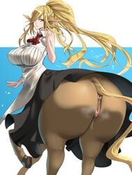 1girls 2019 5_fingers animal_ears animal_genitalia animal_pussy animal_tail anus ass back big_ass big_breasts big_butt blonde_hair blue_eyes blush bodily_fluids bottomless breasts bubble_ass bubble_butt butt centaur centauress centorea_shianus cigusa clothed clothing dat_ass equine_pussy female female_only genital_fluids hair highres horse_ears horse_pussy horse_tail huge_ass huge_breasts huge_butt humanoid humanoid_hands long_hair looking_back monster monster_girl monster_musume_no_iru_nichijou newgrounds no_panties no_underwear open_mouth pointy_ears ponytail pussy pussy_juice skirt solo tail taur thick thick_thighs thighs uncensored very_long_hair wide_hips