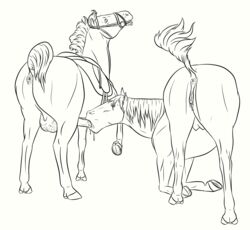 2018 animal_genitalia anus bondage bound bridle duo equid equine erection female feral fur hair hi_res horse lionsilverwolf male mammal open_mouth oral penetration pussy saddle straight