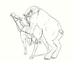 2018 absurd_res animal_genitalia ball_gag bondage bound duo equid equine female feral fur gag gagged hair hi_res horse lionsilverwolf male mammal nipple_piercing nipples open_mouth penetration penis piercing pussy sex standing straight vaginal_penetration