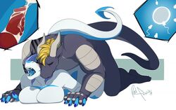 all_fours anthro big_breasts breasts cum cum_inside cumshot dragon duo ejaculation erection female hand_holding horn impregnation internal male nude open_mouth orgasm ovum redpixie saliva scalie_only sperm_cell straight