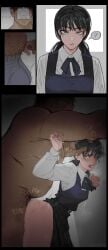 1boy 1girls 2d ? against_wall age_difference angry ass balls balls_deep belly big_ass big_belly bigger_male black_hair blush chainsaw_man clothed clothed_female clothed_female_nude_male clothed_sex comic cuckold dark-skinned_male dark_skin deep_penetration erection erection_under_clothes faceless_male fat_male female forced from_behind from_behind_position grey_background hairy hairy_male head_grab height_difference instant_loss_2koma jsq012 light-skinned_female light_skin looking_at_viewer looking_back male male/female male_pubic_hair mitaka_asa naked naked_male older_male older_male_and_younger_female open_mouth penetration pressed_against pubes pubic_hair rape resisting school_uniform schoolgirl sex sex_from_behind skirt_lift tagme thick_thighs wall younger_female