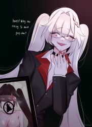 2girls cock glasses honkai:_star_rail lewd nail_polish phone phone_screen pinkydrawss roleplay silver_hair smiling sparkle sparkle_(honkai:_star_rail) sparxie_(honkai:_star_rail) streaming tails teacher teacher_outfit twin